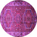 Round Machine Washable Persian Purple Traditional Area Rugs, wshtr692pur