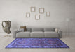 Machine Washable Persian Blue Traditional Rug in a Living Room, wshtr692blu