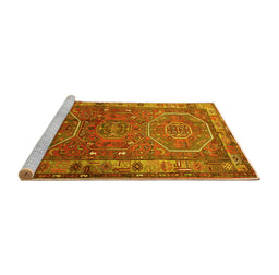 Sideview of Machine Washable Persian Yellow Traditional Rug, wshtr692yw