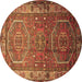 Round Machine Washable Persian Brown Traditional Rug, wshtr692brn