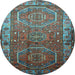 Round Machine Washable Persian Light Blue Traditional Rug, wshtr692lblu