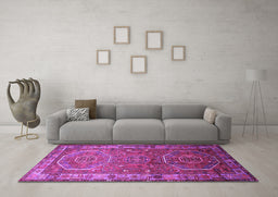 Machine Washable Persian Purple Traditional Area Rugs in a Living Room, wshtr692pur