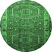 Round Persian Emerald Green Traditional Rug, tr692emgrn