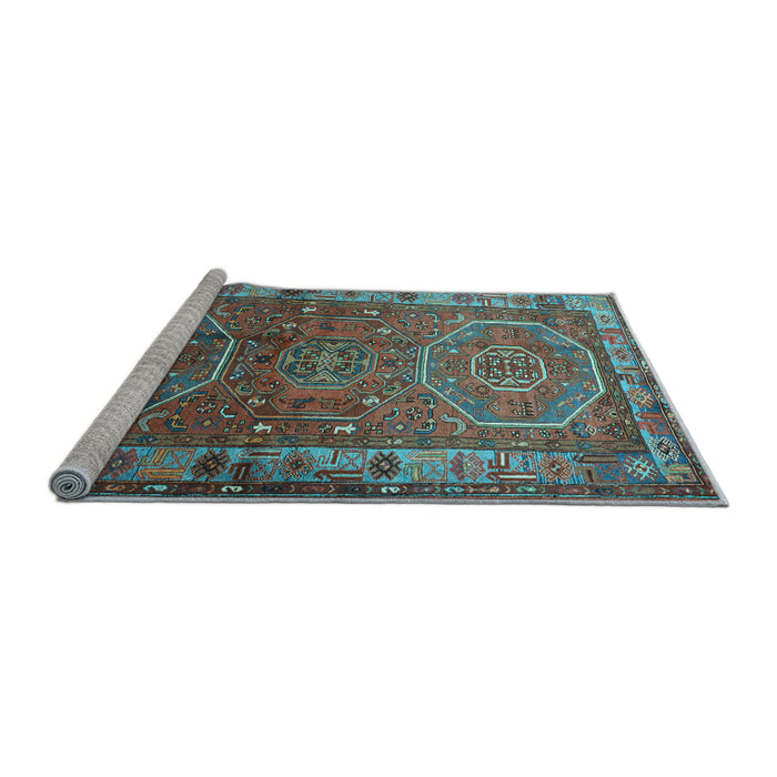 Sideview of Machine Washable Persian Light Blue Traditional Rug, wshtr692lblu