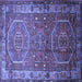 Square Machine Washable Persian Blue Traditional Rug, wshtr692blu