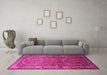 Machine Washable Persian Pink Traditional Rug in a Living Room, wshtr692pnk