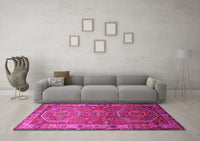 Machine Washable Persian Pink Traditional Rug, wshtr692pnk