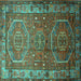 Square Persian Turquoise Traditional Rug, tr692turq