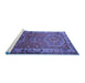 Sideview of Machine Washable Persian Blue Traditional Rug, wshtr692blu