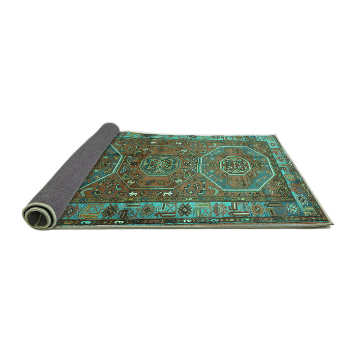 Sideview of Persian Turquoise Traditional Rug, tr692turq