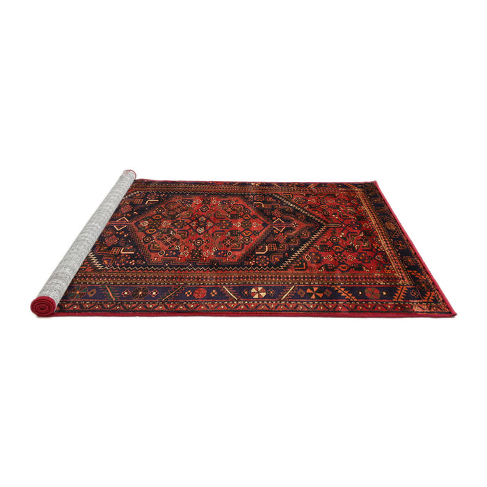 Sideview of Machine Washable Traditional Dark Sienna Brown Rug, wshtr693