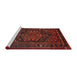 Sideview of Machine Washable Traditional Dark Sienna Brown Rug, wshtr693