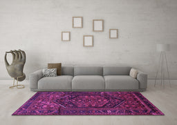 Machine Washable Persian Purple Traditional Area Rugs in a Living Room, wshtr693pur