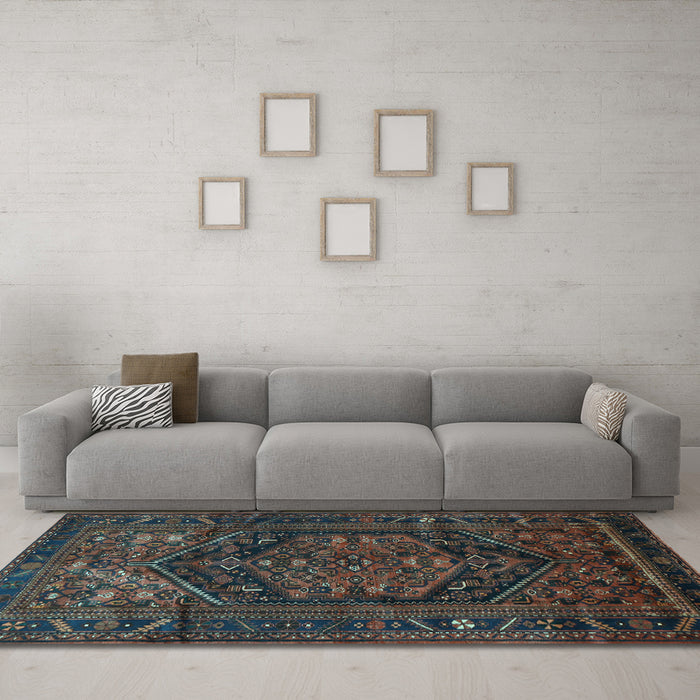 Machine Washable Persian Light Blue Traditional Rug in a Living Room, wshtr693lblu