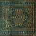 Square Persian Turquoise Traditional Rug, tr693turq