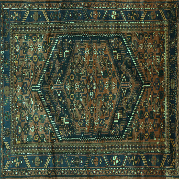 Square Machine Washable Persian Turquoise Traditional Area Rugs, wshtr693turq