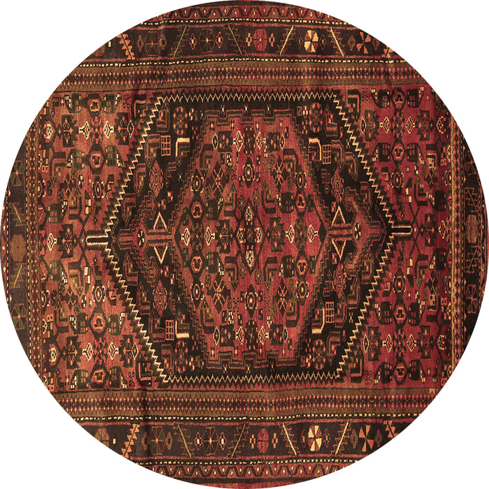 Round Persian Brown Traditional Rug, tr693brn