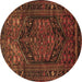 Round Persian Brown Traditional Rug, tr693brn