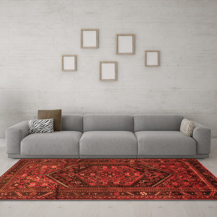Machine Washable Persian Orange Traditional Area Rugs in a Living Room, wshtr693org