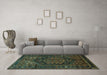 Machine Washable Persian Turquoise Traditional Area Rugs in a Living Room,, wshtr693turq