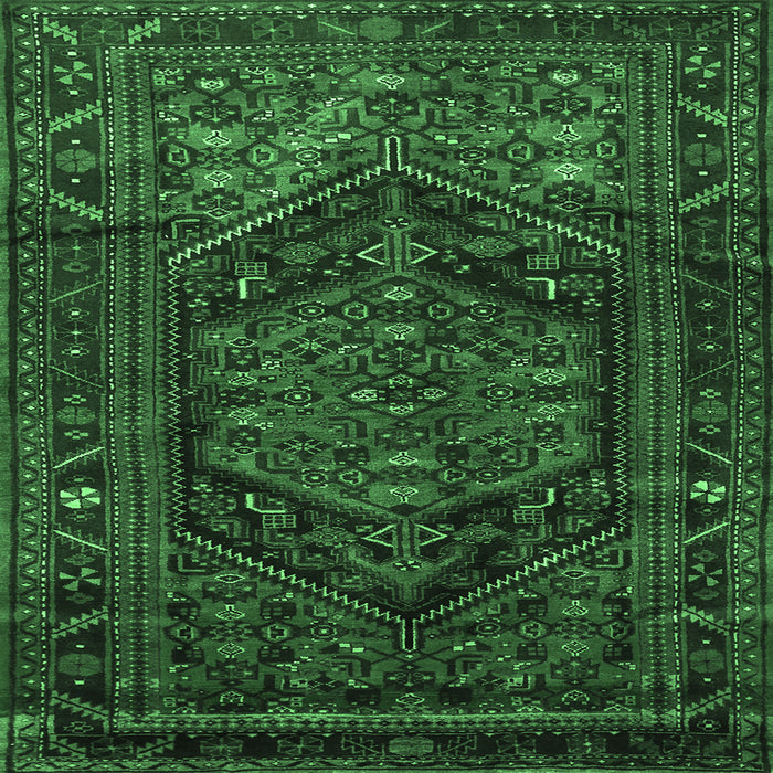 Square Machine Washable Persian Emerald Green Traditional Area Rugs, wshtr693emgrn