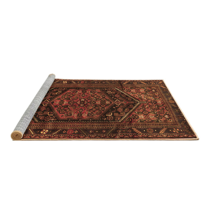 Sideview of Machine Washable Persian Brown Traditional Rug, wshtr693brn