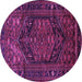 Round Machine Washable Persian Purple Traditional Area Rugs, wshtr693pur