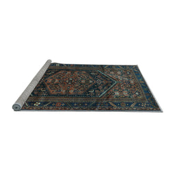 Sideview of Machine Washable Persian Light Blue Traditional Rug, wshtr693lblu