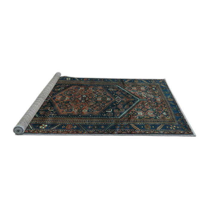 Sideview of Machine Washable Persian Light Blue Traditional Rug, wshtr693lblu