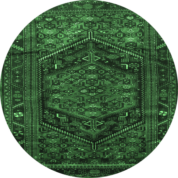 Round Persian Emerald Green Traditional Rug, tr693emgrn