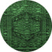 Round Persian Emerald Green Traditional Rug, tr693emgrn