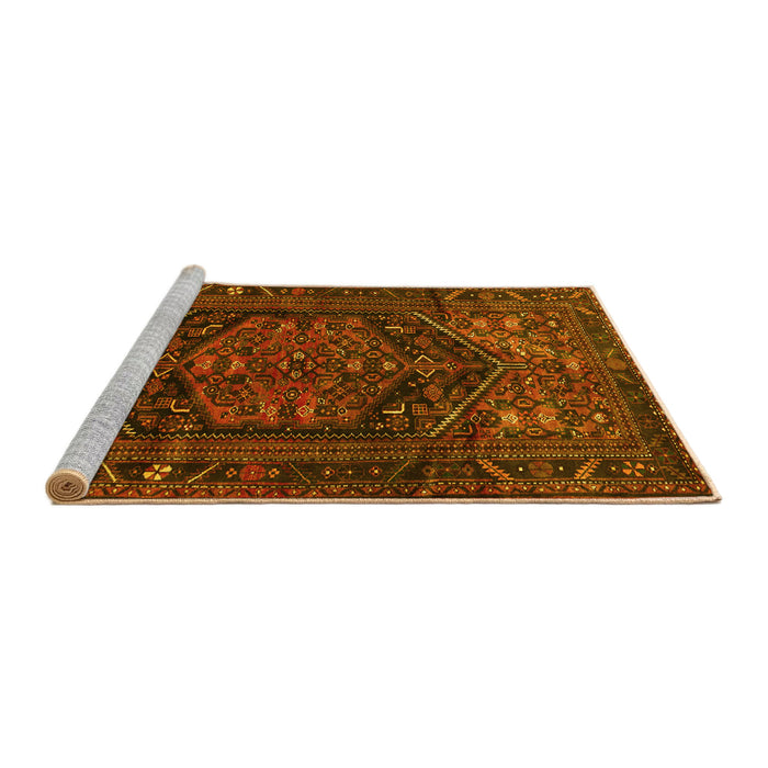 Sideview of Machine Washable Persian Yellow Traditional Rug, wshtr693yw