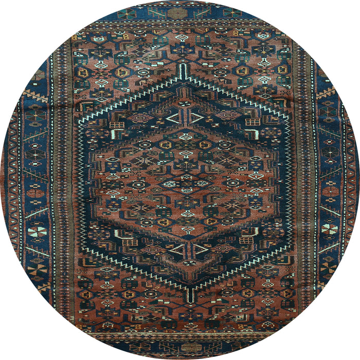 Round Machine Washable Persian Light Blue Traditional Rug, wshtr693lblu