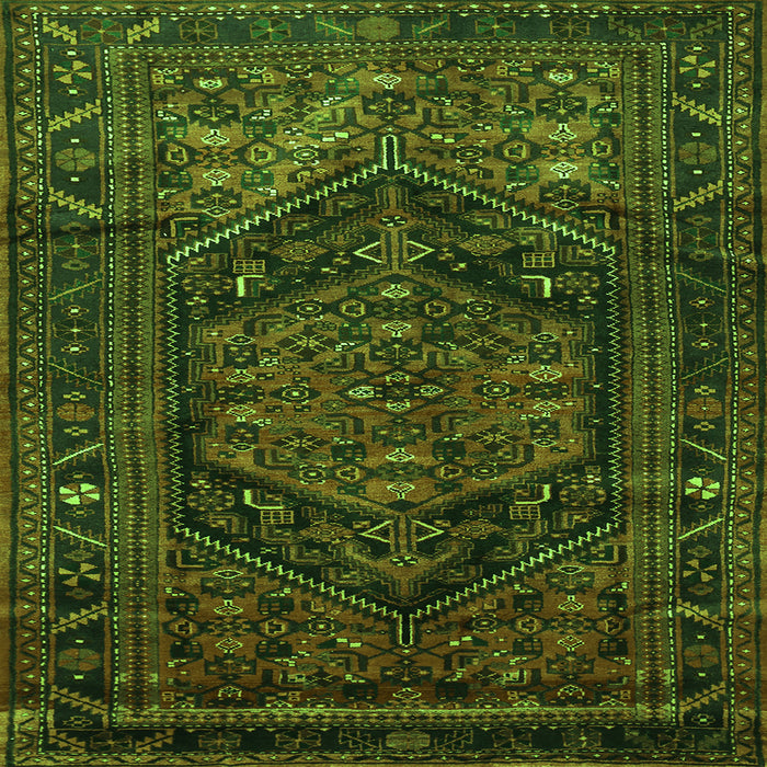 Round Machine Washable Persian Green Traditional Area Rugs, wshtr693grn