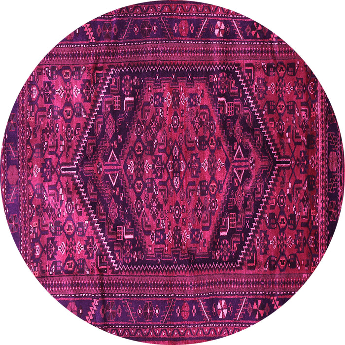 Round Machine Washable Persian Pink Traditional Rug, wshtr693pnk