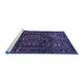 Sideview of Machine Washable Persian Blue Traditional Rug, wshtr693blu