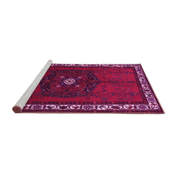 Sideview of Machine Washable Persian Pink Traditional Rug, wshtr694pnk