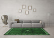 Machine Washable Persian Emerald Green Traditional Area Rugs in a Living Room,, wshtr694emgrn