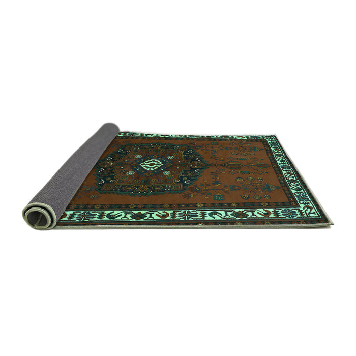 Sideview of Persian Turquoise Traditional Rug, tr694turq