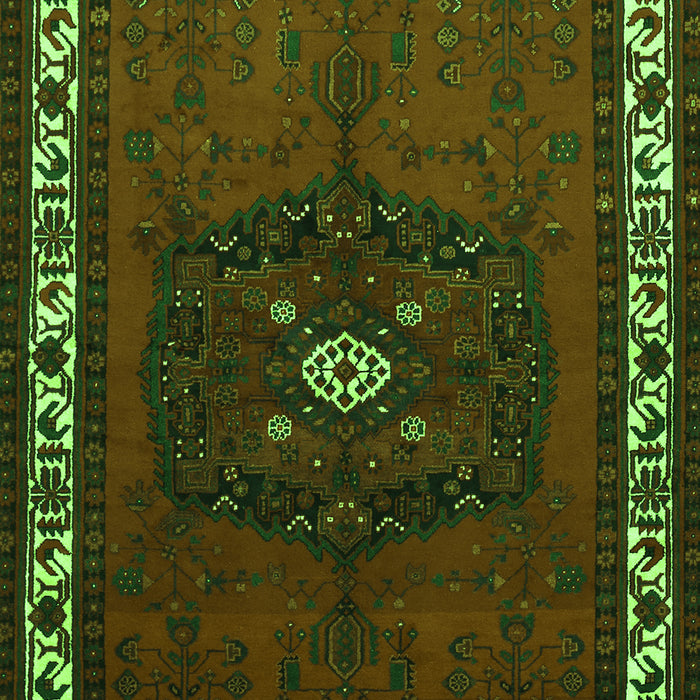 Serging Thickness of Machine Washable Persian Green Traditional Area Rugs, wshtr694grn