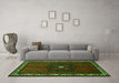 Machine Washable Persian Green Traditional Area Rugs in a Living Room,, wshtr694grn