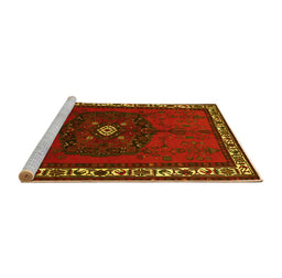 Sideview of Machine Washable Persian Yellow Traditional Rug, wshtr694yw