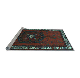 Sideview of Machine Washable Persian Light Blue Traditional Rug, wshtr694lblu