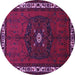 Round Machine Washable Persian Purple Traditional Area Rugs, wshtr694pur