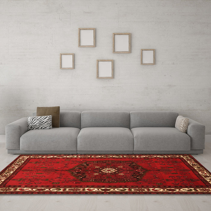 Machine Washable Persian Orange Traditional Area Rugs in a Living Room, wshtr694org