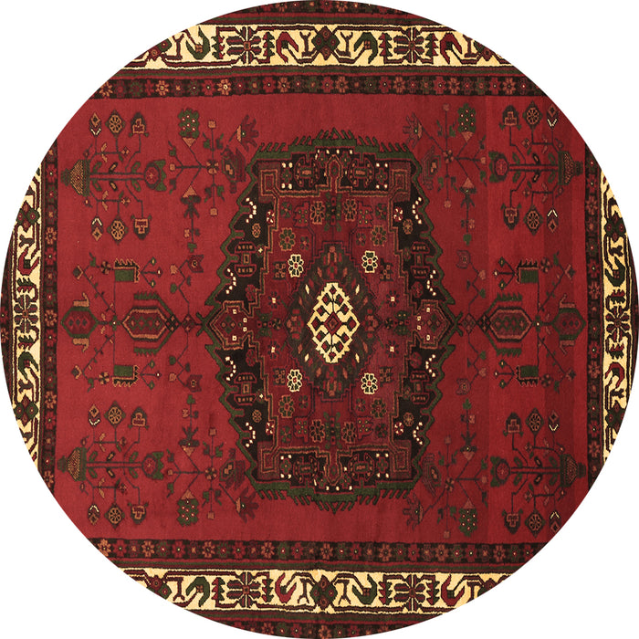 Round Machine Washable Persian Brown Traditional Rug, wshtr694brn