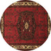 Round Machine Washable Persian Brown Traditional Rug, wshtr694brn