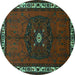 Round Persian Turquoise Traditional Rug, tr694turq