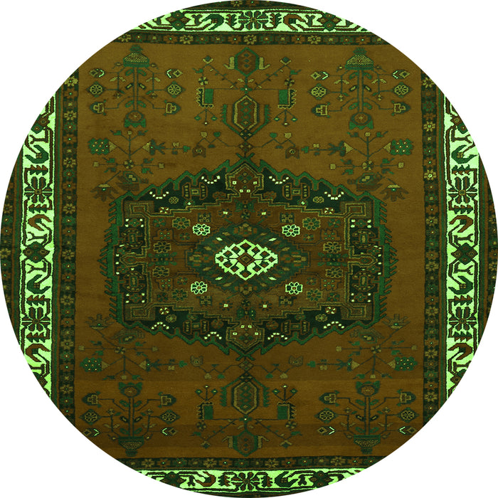 Square Persian Green Traditional Rug, tr694grn