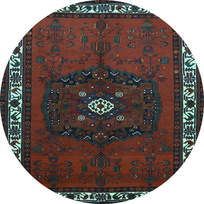Round Machine Washable Persian Light Blue Traditional Rug, wshtr694lblu